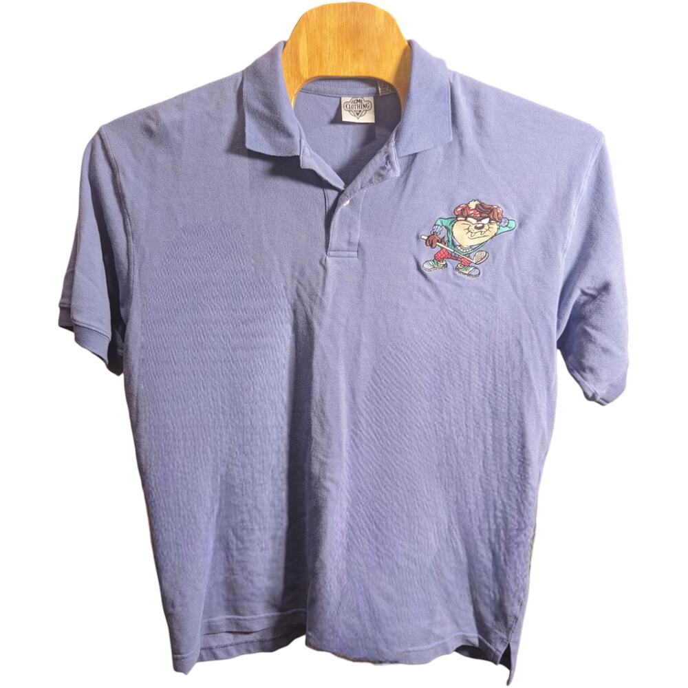 Vintage Men's XL Acme/Looney Tunes Blue Taz Golf Polo Shirt  - Preowned